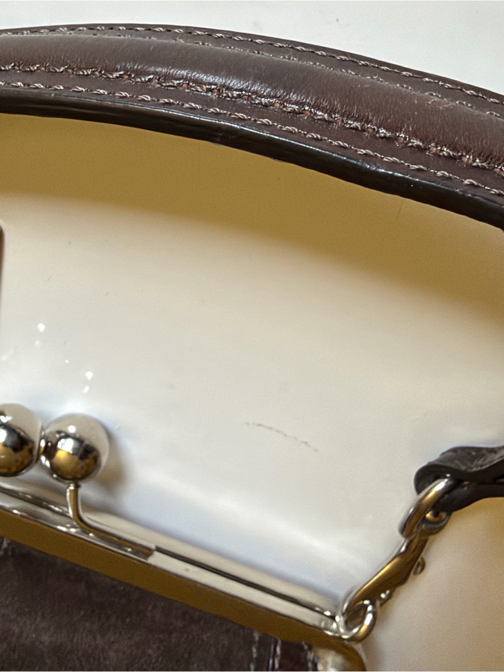 Coach Brown Suede & Houndstooth Shoulder Bag with Silver Hardware - Picture 6 of 11